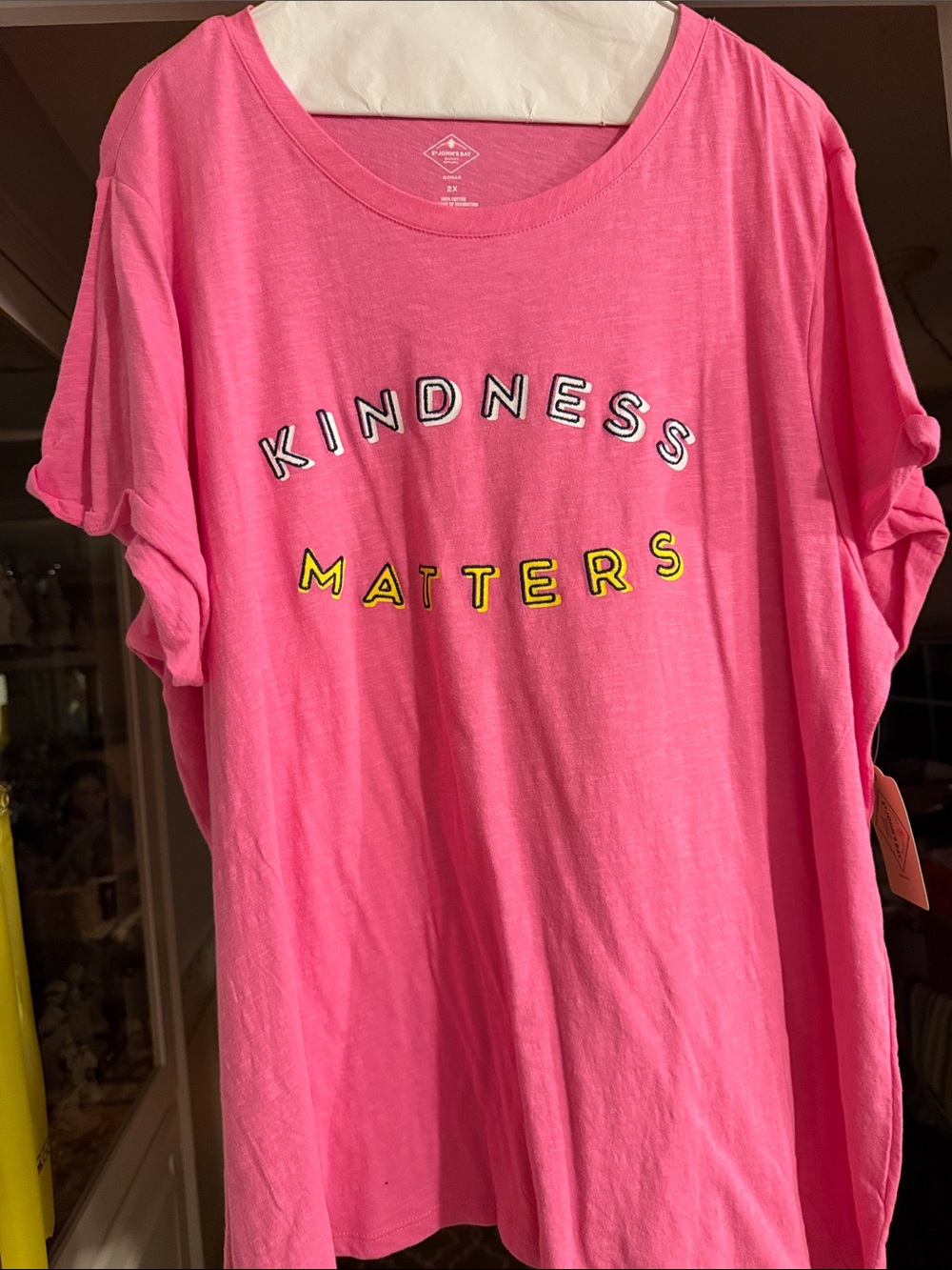 New with tags St. John’s bay Kindness Matters Pink  Tee 2x